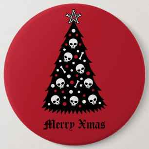 Dark Xmas Tree 6 Cm Round Badge