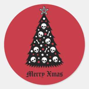 Dark Xmas Tree Classic Round Sticker