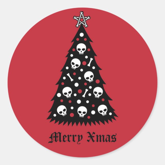 Dark Xmas Tree Classic Round Sticker (Front)