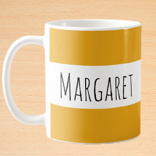 Dark Yellow Custom Name Personalised  Coffee Mug