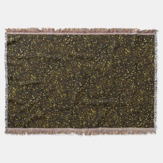Dark Yellow Gold Glitter Throw Blanket (Front)