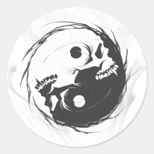 Dark yin yang religious Symbol Classic Round Sticker