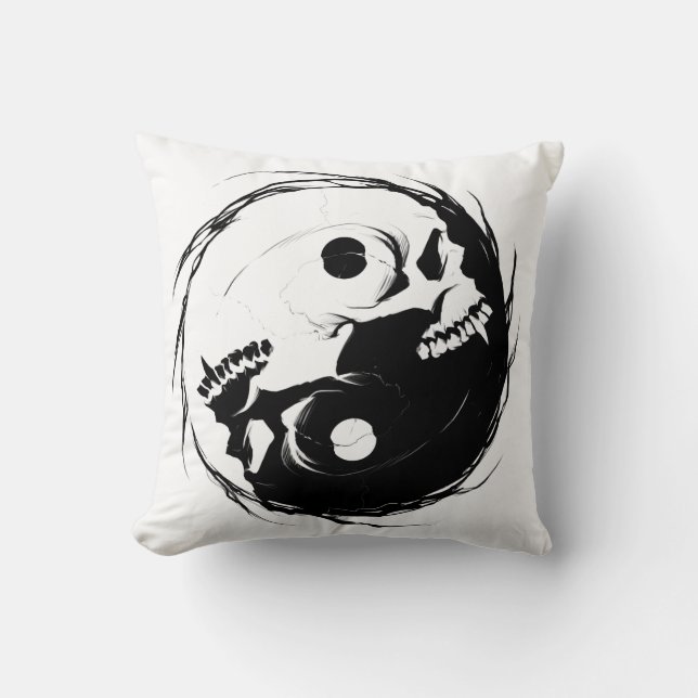 Dark yin yang religious Symbol Cushion (Front)