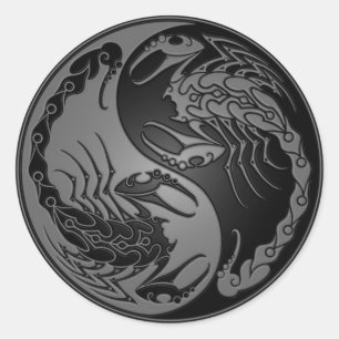 Dark Yin Yang Scorpions Classic Round Sticker