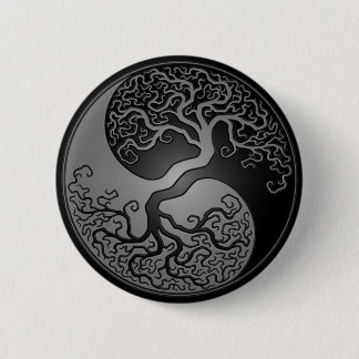 Dark Yin Yang Tree 6 Cm Round Badge