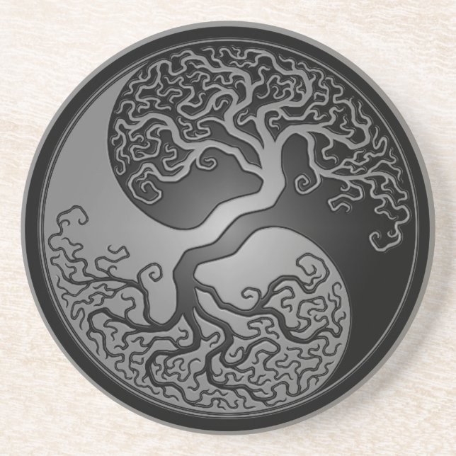 Dark Yin Yang Tree Coaster (Front)