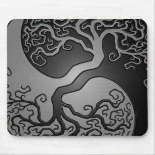 Dark Yin Yang Tree Mouse Pad