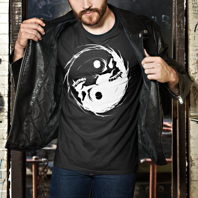 Dark Yin Yang Vampire Skull Religious Symbol T-Shirt (Creator Uploaded)