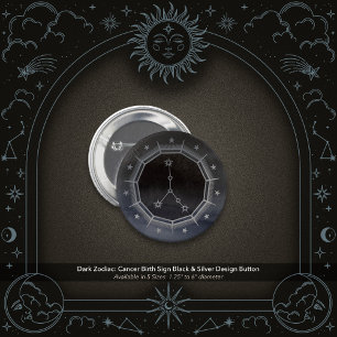 Dark Zodiac Astrology: Cancer Black & Silver Round 6 Cm Round Badge