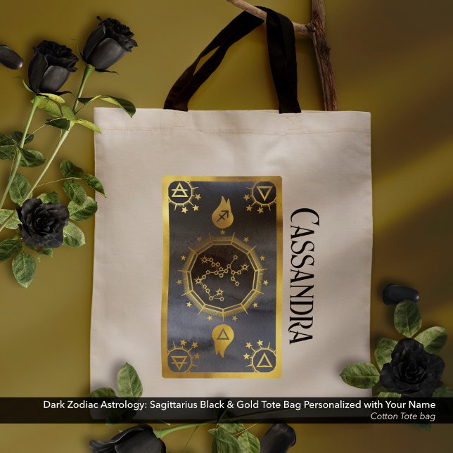 Dark Zodiac Astrology: Sagittarius Black Gold Name Tote Bag (Dark Zodiac Astrology: Sagittarius Black Gold Name Tote Bag)