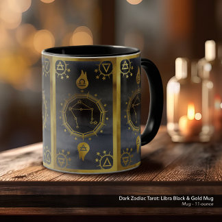 Dark Zodiac Tarot: Libra Black & Gold Mug
