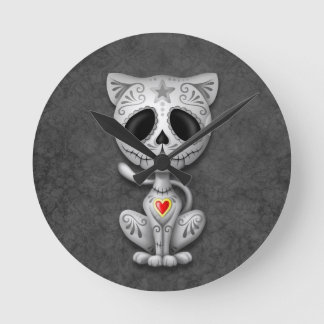 Dark Zombie Sugar Kitten Round Clock