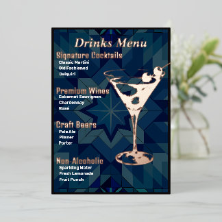 Darker Border Gold-Foiled Beverage Menu