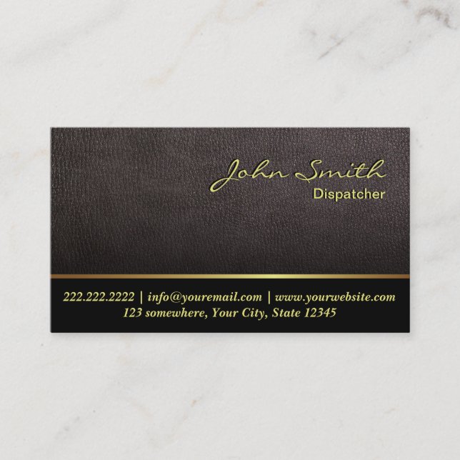 Darker Leather Texture Dispatcher Business Card (Front)