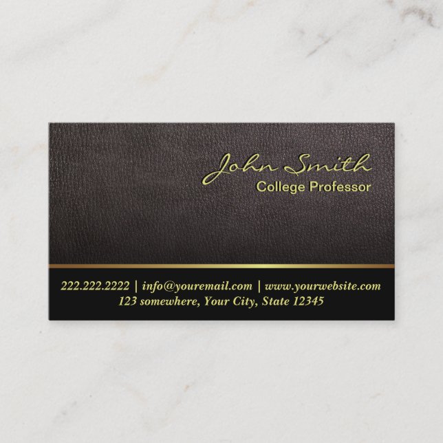 Darker Leather Texture Professor Business Card (Front)