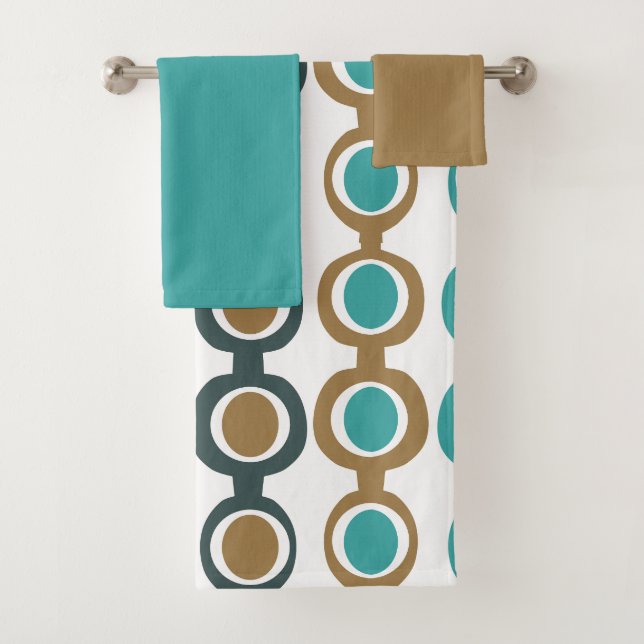 Darker Mid-Century Modern Chain Bath Towel Set (Insitu)