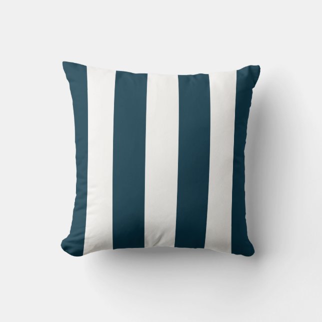 Darkest Teal and White Striped Cushion (Front)