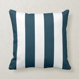 Darkest Teal and White Striped Cushion