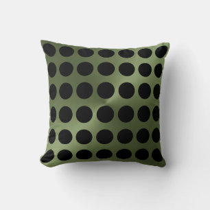 DarkGreen and Black Modern Big Dots Print Cushion