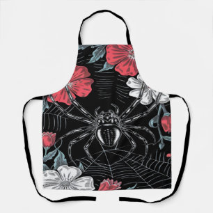 Darkly Romantic Spider Floral Apron