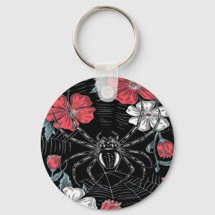 Darkly Romantic Spider Floral Key Ring