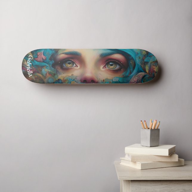 Darkly surreal mermaid face street art airbrush  skateboard (Wall Art (Horz))