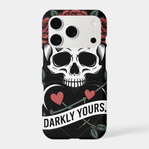 Darkly Yours Graphic: Gothic Skull with Red Roses
