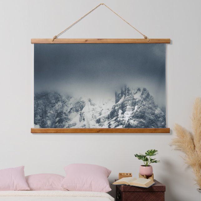 Darkness and clouds covering mountain hanging tapestry (Bedroom)