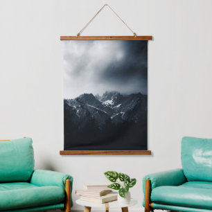 Darkness and storm brewing at mountains hanging tapestry