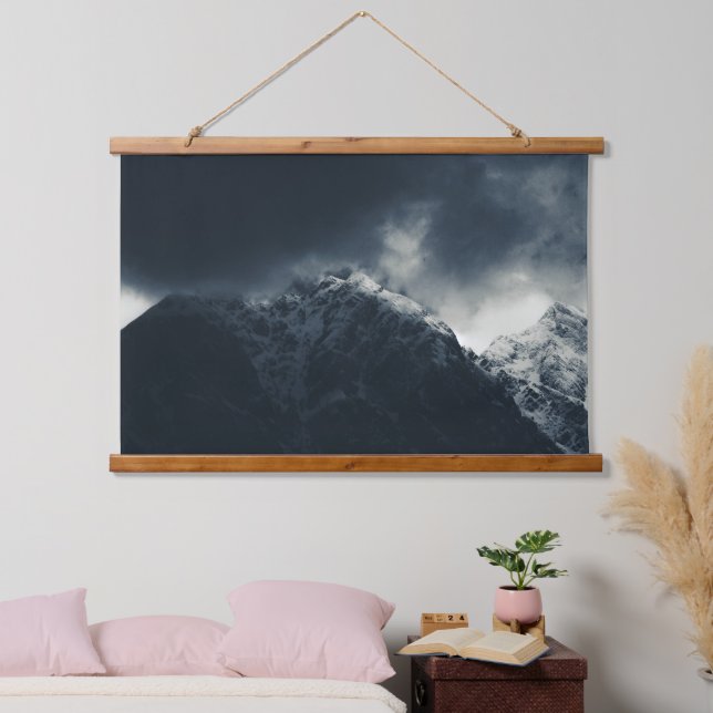 Darkness and storm clouds over mountains hanging tapestry (Bedroom)