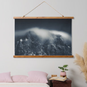 Darkness and white clouds over the mountains hanging tapestry