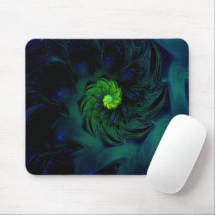 Darkness Blue and Green Fractal Art Mouse Pad
