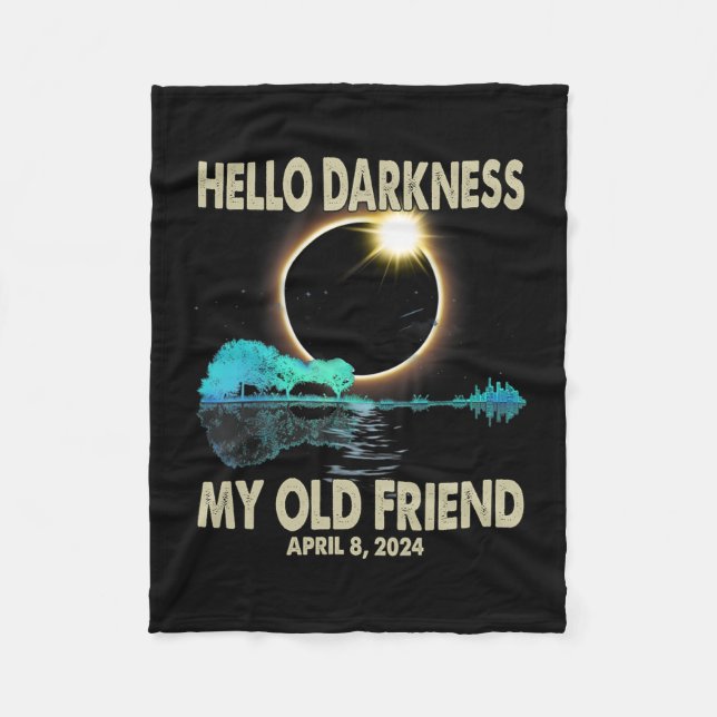 Darkness My Friend Funny Solar Eclipse 2024 April  Fleece Blanket (Front)