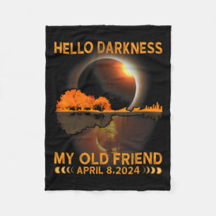 Darkness My Friend Solar Eclipse April 8 2024 Funn Fleece Blanket