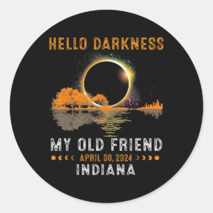 Darkness My Old Friend Total Eclipse 2024 Indiana Classic Round Sticker