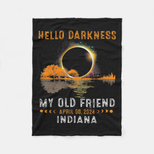 Darkness My Old Friend Total Eclipse 2024 Indiana Fleece Blanket