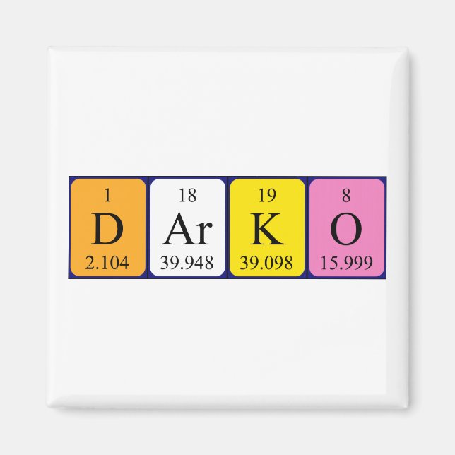 Darko periodic table name magnet (Front)