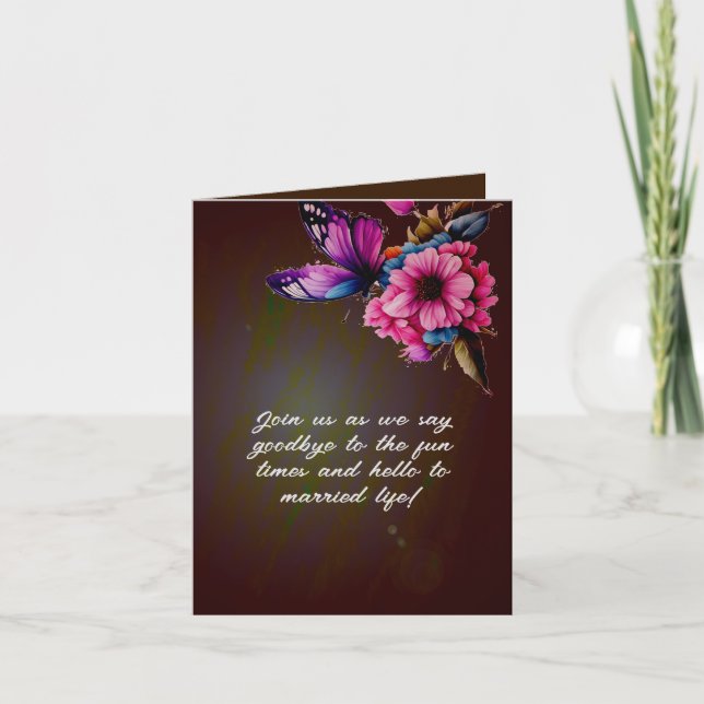 darkpinkyellow floral wedding folding invitatation note card (Front)