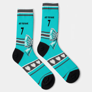 DarkTurquoise Bow - Name Number Socks