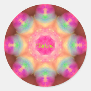 DARLENE ~ KALEIDOSCOPE FLUORO OCTAGON ~ CLASSIC ROUND STICKER