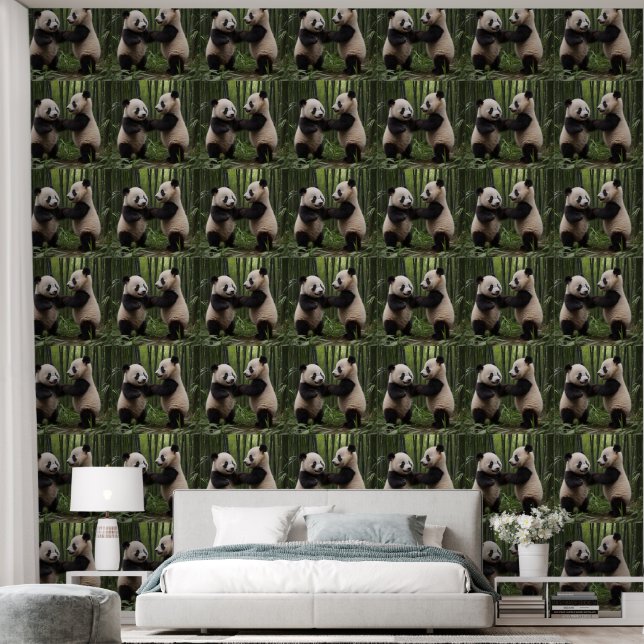 Darling Baby Pandas Playing In Bamboo Forest, Wallpaper (Bedroom)
