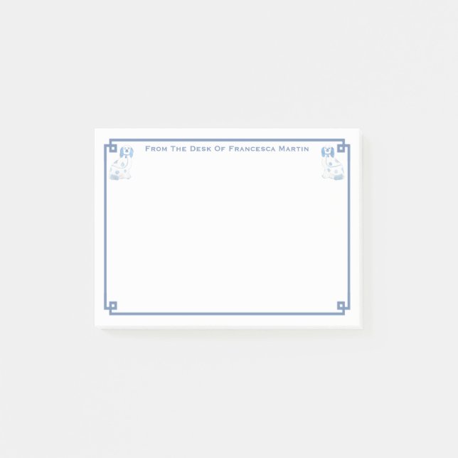 Darling Blue And White Staffordshire Spaniel Desk Post-it Notes (Front)