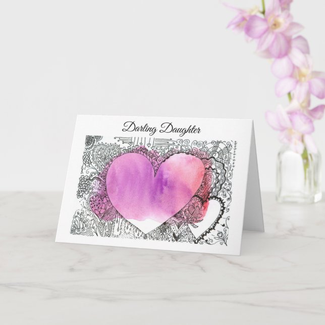 Darling Daughter Valentine, customisable Valentine Card (Orchid)