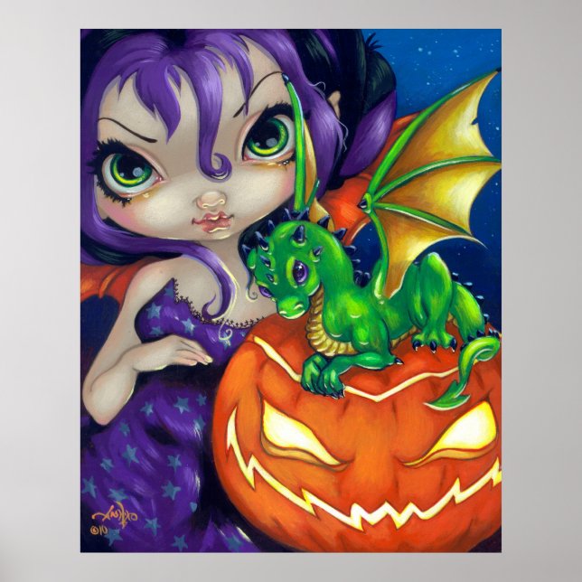 Darling Dragonling II ART PRINT Halloween Dragon (Front)