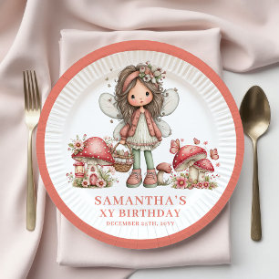 Darling Fairy 6th Birthday Pastel Floral Paper Plate