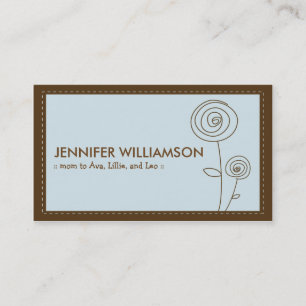 Darling Flower Mummy Calling Card (blue)