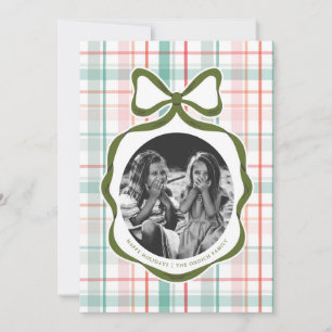 Darling Gingham Bow Photo Christmas Card