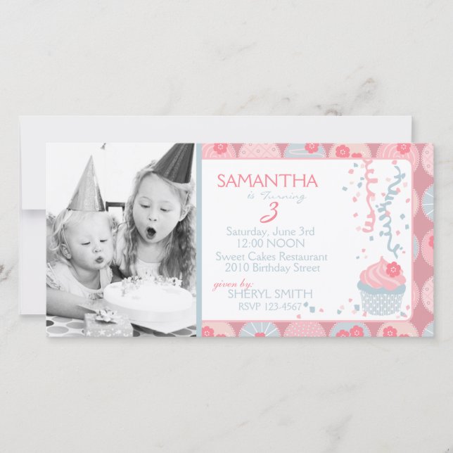 Darling Girl Invitation Photo Card (Front)