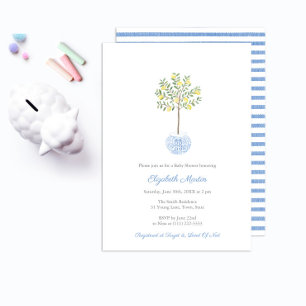 Darling Handpainted Lemon Tree Boy Baby Shower Invitation