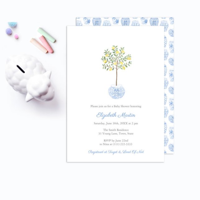 Darling Handpainted Lemon Tree Boy Baby Shower Invitation (Creator Uploaded)